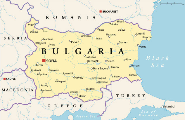 Karte von Bulgarien am Schwarzen Meer
